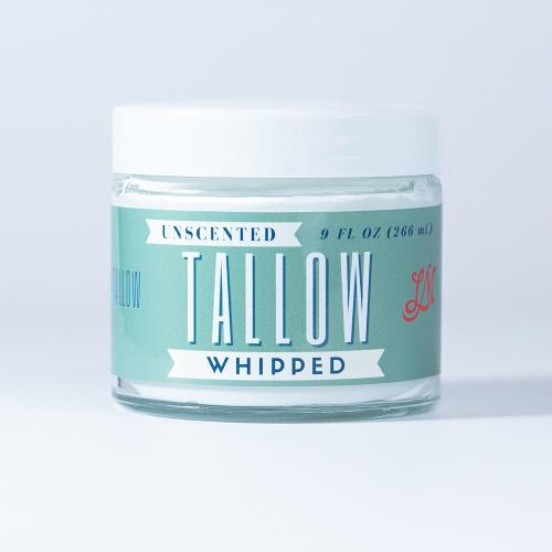 Whipped Tallow 9oz - All Natural Face Cream + Whole Body Moisturizer for Dry Skin - No Preservatives, Parabens or Seed Oils - 100% Pure, No Added Fragrance - USA Made (Unscented)