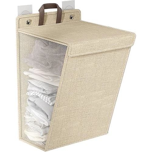 Wall Hanging Laundry Basket, Collapsible Laundry Hamper Foldable Storage Dirty Washer Organizer Bin Multi function Container (m)
