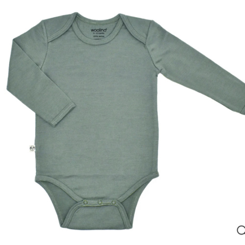 Baby Bodysuit, Long Sleeve, Merino Wool, Sage