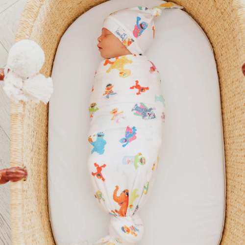 Knit Swaddle Blanket - Sesame Friends