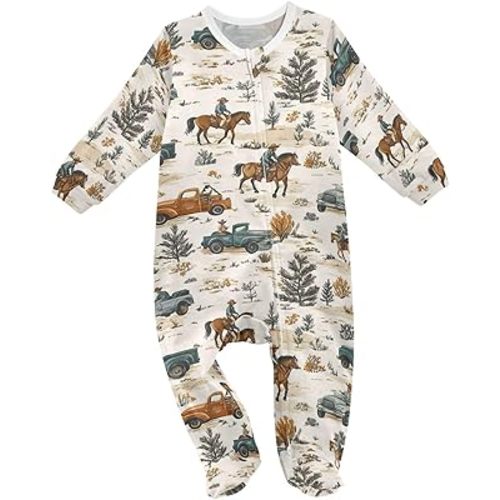 Dussdil Baby One-Piece Footies Newborn Rompers Pajamas Cotton Footed Pjs for Sleep Play Boys Girls 3 6 9 12 18 24m