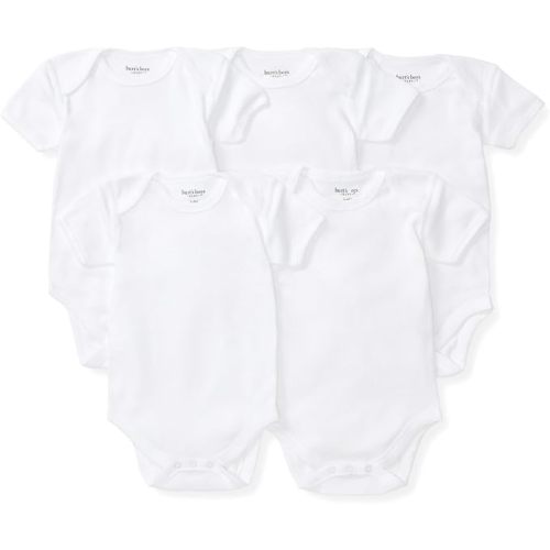 Burt's Bees Baby Unisex Bodysuits, Short Sleeve Organic Sleepwear, 5-Pack
