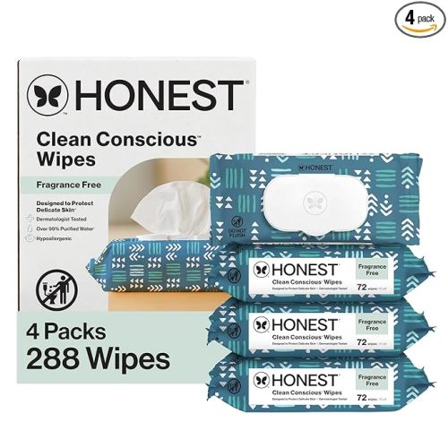 The Honest Company Hypoallergenic Multi-Use Baby Wipes for Sensitive Baby Skin, Balance Blues, 288 Count