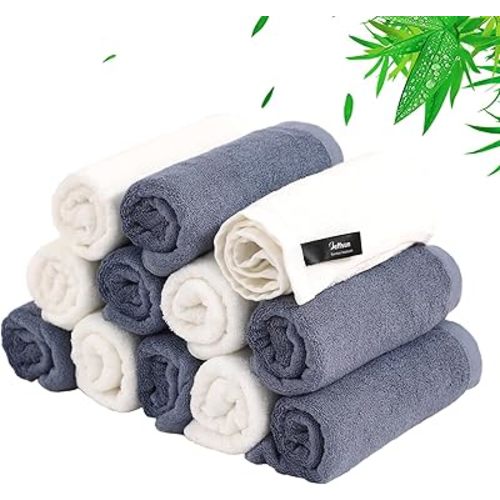 Baby Washcloths 12 Pack, 10x10 inch Ultra Soft Small Wash Cloths for Face and Body, Gentle & Safe White Face Towels on Sensitive Skin, Baby Essentials Shower Gifts for infant Kid Toddler Children