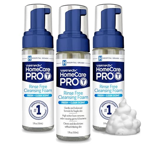 Welmedix No Rinse Cleansing Foam - Rinse Free & Waterless Body Wash | 3-in-1 Shampoo & Foaming Cleanser - Hospital Grade & pH Balanced - Gentle on Sensitive Skin - 5oz, Pack of 3