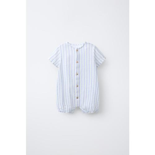 COMBINATION TEXTURED STRIPED ROMPER - Bluish | ZARA United States
