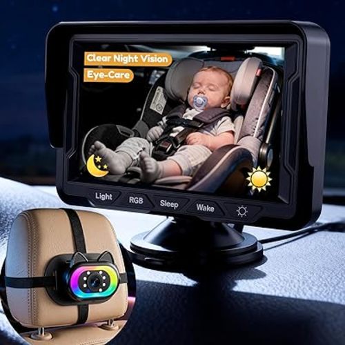 Wkzay HD 1080P Car Seat Camera: See Every Smile Breath & Expression Clearly Baby Backseat Camera for Rear Facing Infant - 940nm IR Night Vision for Solo-Driving Parents