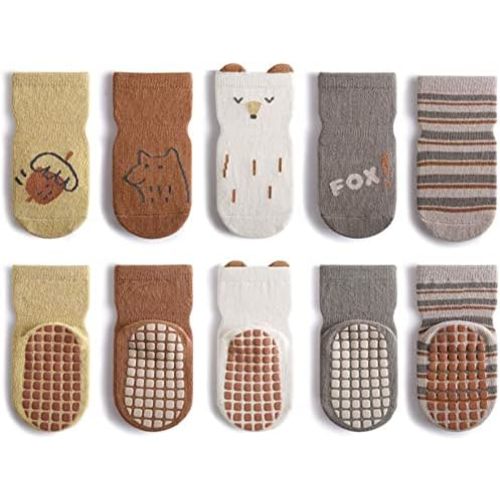 5 Pairs Baby Little Kids Anti-slip Socks Cotton non skid Ankle Socks Animals