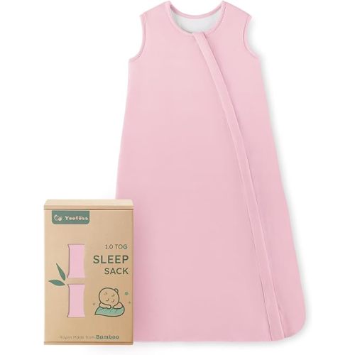 Yoofoss Rayon Made from Bamboo Baby Sleep Sack 0-6 Months 1.0 Tog Baby Wearable Blanket, Super Soft Infant Toddler Sleeping Sack 2-Way Zipper