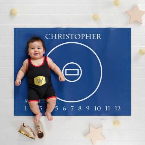 Personalized Wrestling Baby Milestone Blanket, Custom Name Nursery Photo Prop, Watch Me Grow, Wrestling Mat Baby Shower Gift