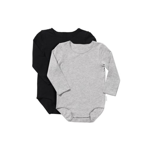 Buy Baby Wonderbodies Long Sleeve Bodysuit 2 Pack in Grey & Black Online | BONDS