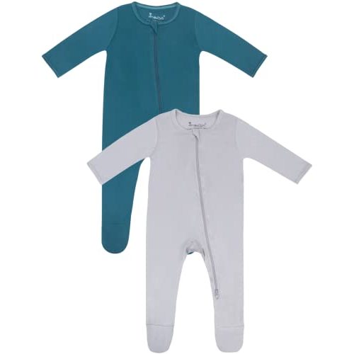Jimonda Bamboo Baby Pajamas,Unisex Boys Girls One-Piece Footies,Long Sleeve Sleepers 2-Way Zip closure Romper