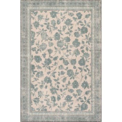 Padma Lakshmi x Rugs USA - Botanica Hand-Tufted Botanical Wool-Blend Rug, 6' x 9', Teal