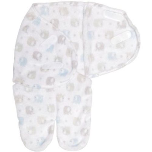 Everyday Kids Newborn Swaddle Blanket – Plush Faux Fur Swaddle Sack with Soft Fleece Lining – 0–3 Month- Blue Elephant