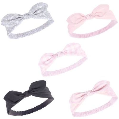 Hudson Baby Infant Girl Headbands 5pk, Pink Bandana, 0-24 Months