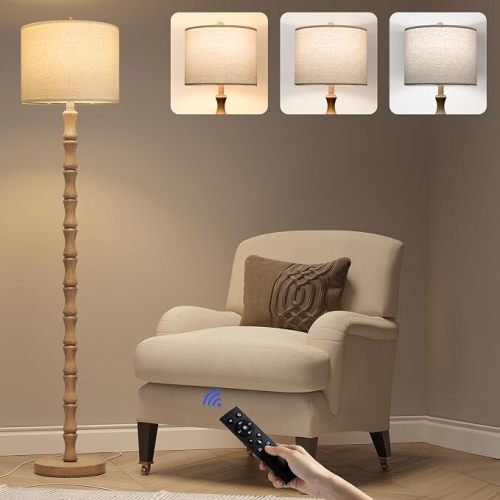 BOBOMOMO 62" Rustic Floor Lamp for Living Room, Retro Farmhouse Floor Lamp Rotary Switch, Resin Standing Lamp for Living Room, Corner, Dining Room, Bedroom, Home Decor