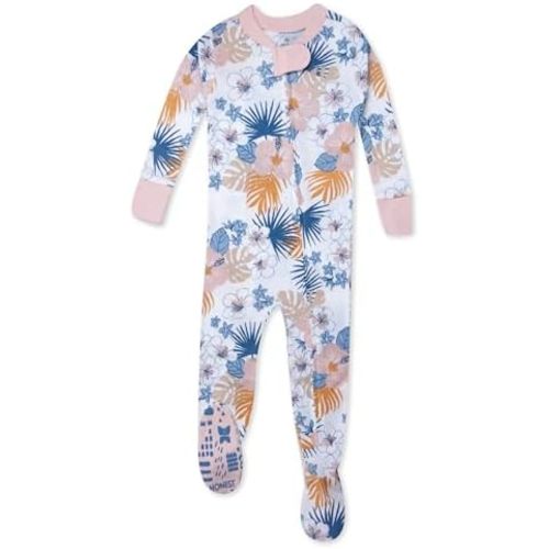 HonestBaby baby-girls Non-slip Footed Pajamas One-piece Sleeper Zip-front Pjs 100% Organic Cotton for Baby Girls