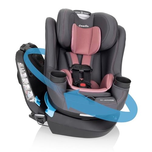 Evenflo REO by Revolve360 Rotating Convertible Car Seat with Quick Clean Cover, Infant to Toddler, Forward and Rear Facing, Compact Design, One-time Install (Chelsea)