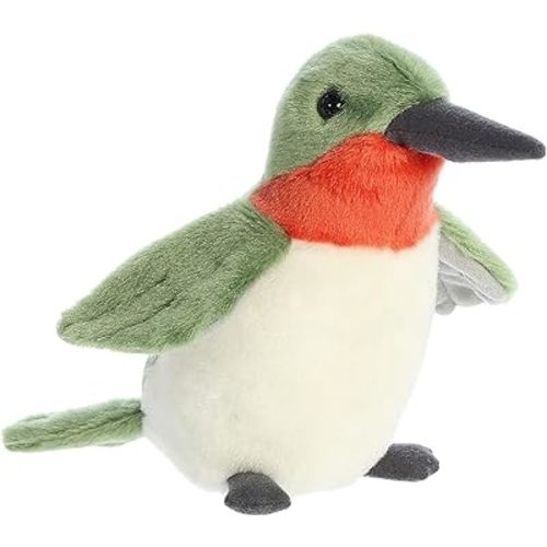 Aurora® Adorable Mini Flopsie™ Ruby-Throated Hummingbird Stuffed Animal - Mini Companions Ready for Playful Adventures - for Kids All Ages, Toddlers, Adults, and Families - Green 7.5 Inches