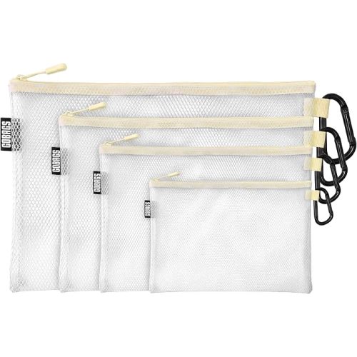 Air Production Multi-Size Clear Zipper Pouch (4-Pack) – Cable Organizer & Travel Gear Bag for Electronics, Camera Accessories, Tool Pouch & Small Tech Storage (Dune)