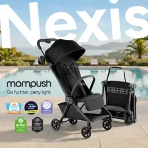 Mompush Nexis Carbon Travel Stroller, Ultra-Lightweight 13.9 lbs, Compact & Airplane Carry-On Approved, One-Second Auto-Fold, One-Hand Full Recline, from Birth to 50 lbs, JPMA Certified, Forest - TikTok Shop