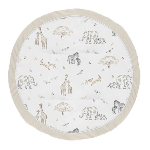 Sweet Jojo Designs Boy or Girl Gender Neutral Unisex Baby Tummy Time Playmat Serengeti Animals Taupe Grey and White