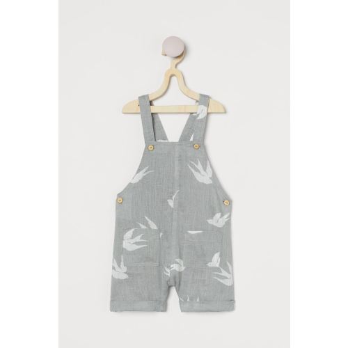 Linen Overall Shorts - Gray/swallows - Kids | H&M US