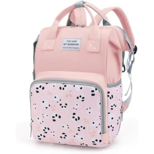 Small Diaper Bag Backpack - Diaper Bag for Mom Dad- Diaper Bag Backpack for Girl - Baby Girl Diaper Bag for Mom - Stylish Baby Travel Bag with Insulated Pockets, Stroller Straps Pink
