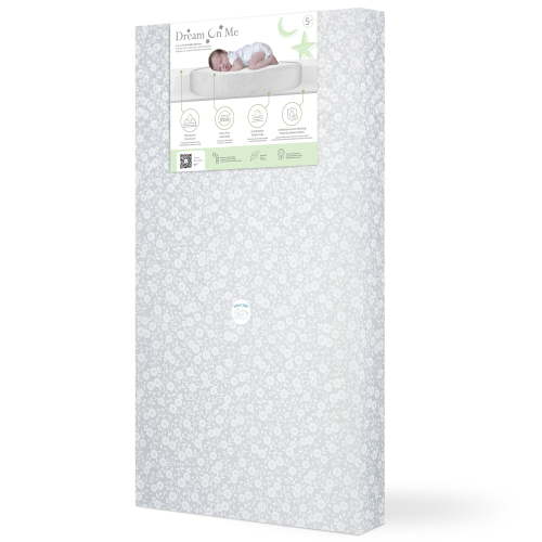 Dream on Me Orthopedic Firm Fiber Dual-Sided Crib & Toddler Mattress, Greenguard Gold Certified, 15 Years Warranty, Grey Embossed