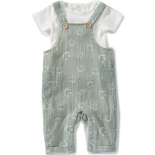 Scene&Heard Baby Boys Short Sleeve Smiley Gauzed Overall Set