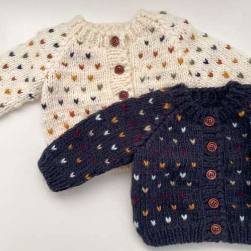Sawyer Knit Tiny Hearts Retro Cardigan, Cream & Multicolors - The Blueberry Hill | Maisonette
