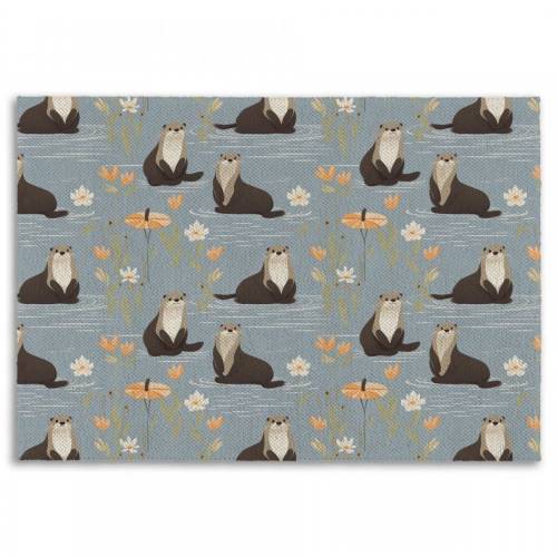 Otter Rug, Lakehouse  Rugs, Farmhouse Area Rug, Country Living Room Rugs, Whimsical Home Decor