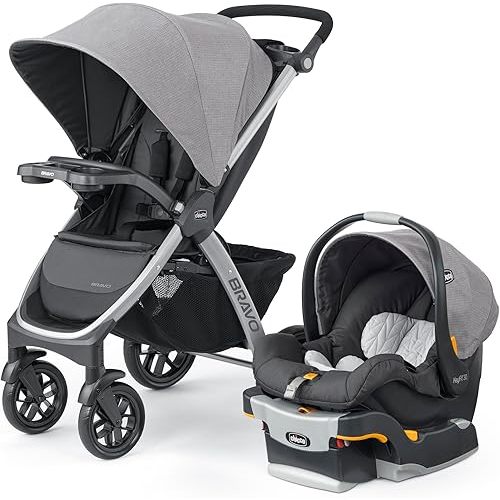Chicco Bravo® 3-in-1 Trio Travel System, Bravo® Quick-Fold Stroller with KeyFit® 30 Infant Car Seat and Base, Car Seat and Stroller Combo | Parker