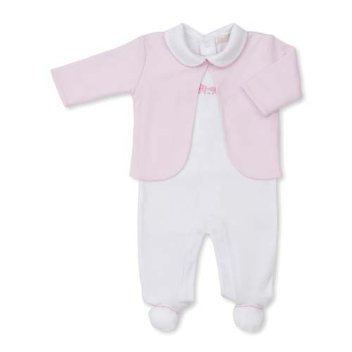 Premier Elephant Esprit Pink Hand Emb. Footie & Jacket Set
