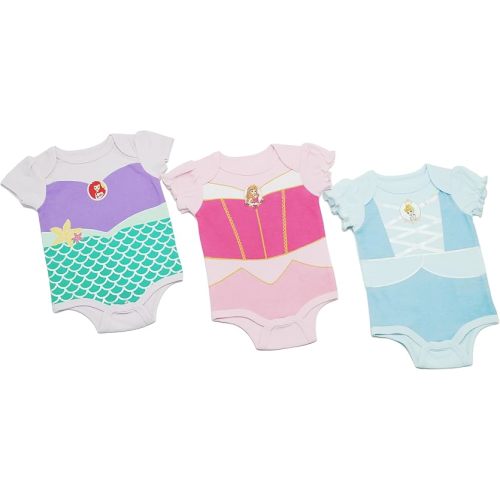 Magic Threadz Disney Clothes Baby Girls 3-Pack Bodysuits – Minnie Mouse, Princess & Toy Story Newborn Outfit Set (0M–9M)