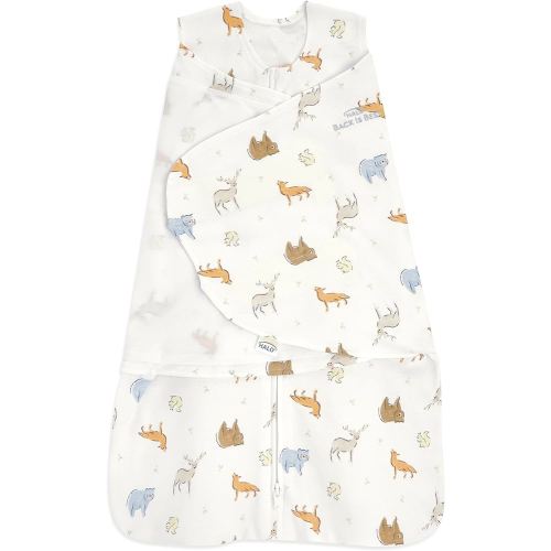 HALO 100% Cotton Sleepsack Swaddle, 3-Way Adjustable Wearable Blanket, TOG 1.5, Forest Friends, Small, 3-6 Months