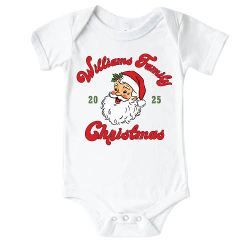 Personalized Santa Family Christmas Graphic Bodysuit & Kids Tee | White
