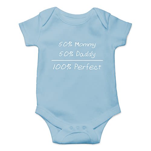 Crazy Bros Tees 50% Mommy, 50% Daddy, 100% Baby Bodysuit Funny Cute Boy Girl Infant Outfit Adorable Romper