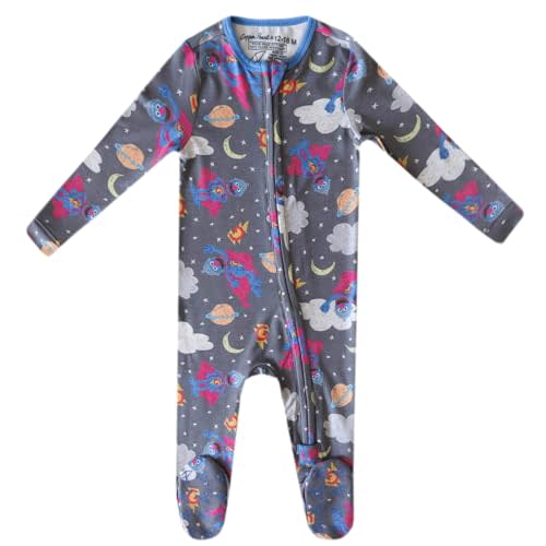 Copper Pearl Zip-Up Footie Baby Pajamas – Soft Newborn Onesies for Boys & Girls, Tag-Free with Two-Way Zipper Baby Sleepers for Newborn - 24 Months, Super Grover