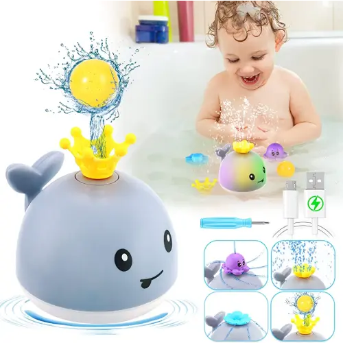 Gigilli Baby Bath Toys with 4 Modes, Bath Toys for Kids Ages 1-3, 1 Year Old Boy Girl Valentines Gifts for Babies 6-12-18 Months, Light Up Whale Bath Toy Toddler Birthday Bathtub Toy