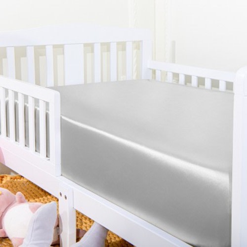 Silk Satin Fitted Crib Sheet, Super Soft Toddler Fitted Sheets for Standard Crib and Toddler Mattresses, 28x52 Inches - NTBAY