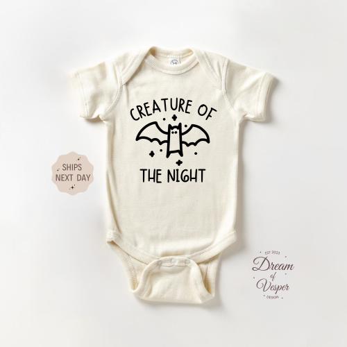 Creature Of The Night Baby Onesie®, Spooky Cute Halloween Baby Bodysuit, Funny Bat Baby Outfit, Baby Shower Gift For October Babies