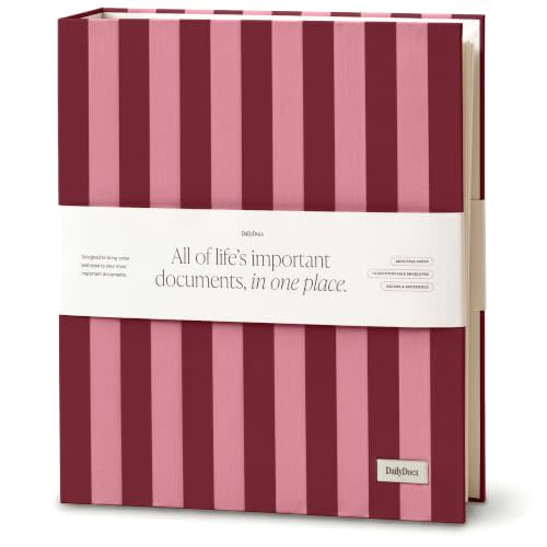 Document Organizer Binder for Important Papers & Passports, Sangria