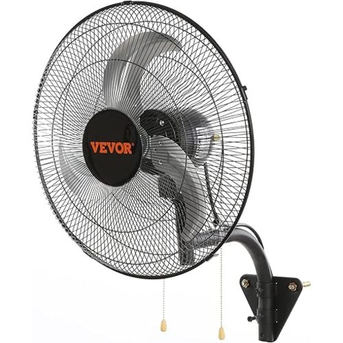 VEVOR 18 inch Wall Mount Fan Oscillating, 3-speed High Velocity Max. 4000 CFM Industrial Wall Fan for Indoor, Commercial, Residential, Warehouse, Greenhouse, Workshop, Basement, Black, ETL Listed