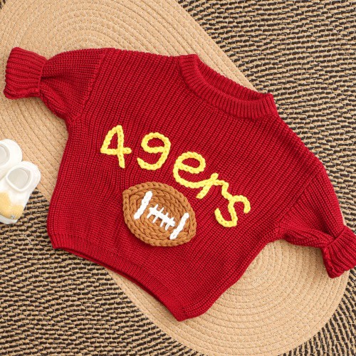Embroidered Football Sweater, Custom Sports Team Sweater, Toddler & Youth Game Day Outfit, Football Fun Gifts, Personalized Baby Gift