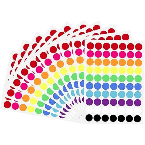700 PCS Dot Stickers 3/4 Inch Color Coding Labels Round Colored Dot Stickers, 10 Assorted Color Colorful Coding Label Circle Sticker for Toddler Office Student Classroom, 70 Labels/Sheet