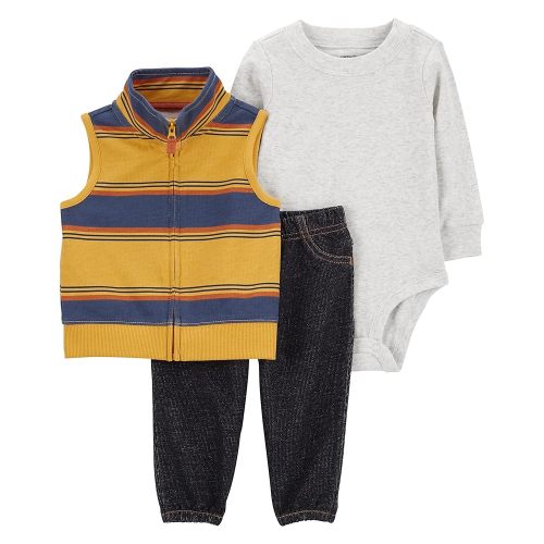 Carter's Baby Boys' 3 Piece Plaid Patch Little Vest Set