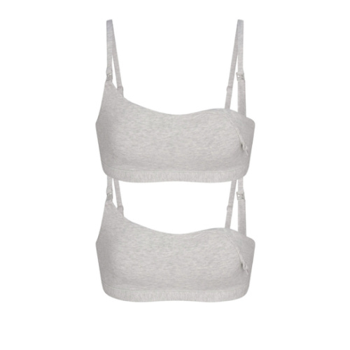 COTTON JERSEY MATERNITY NURSING SCOOP BRALETTE 2-PACK | LIGHT HEATHER GREY | SKIMS