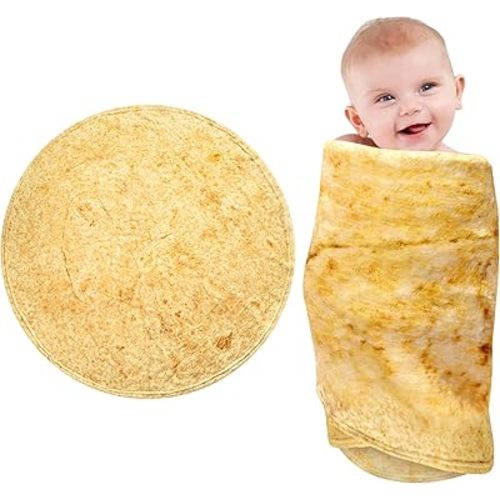 Funny Tortilla Swaddle Blanket - Soft Flannel Wearable Wrap for Newborn to 9 Months, Perfect for Baby Shower Gifts