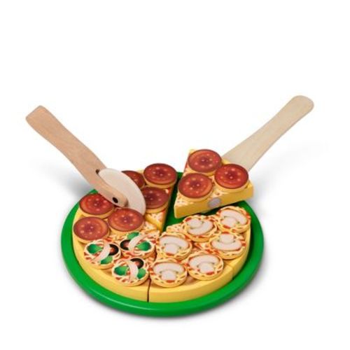 Melissa & Doug Pizza Party Wooden Pretend Play Food Set With 36 Toppings, Preschool Toy